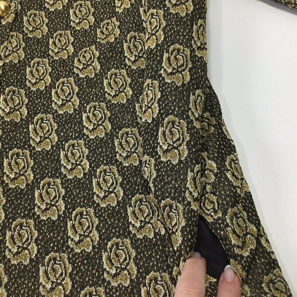 Vtg Dressing Gown Timely Fashions Womens Sz 14 Kimono Robe Gold Black 3/4 Sleeve - Picture 9 of 10